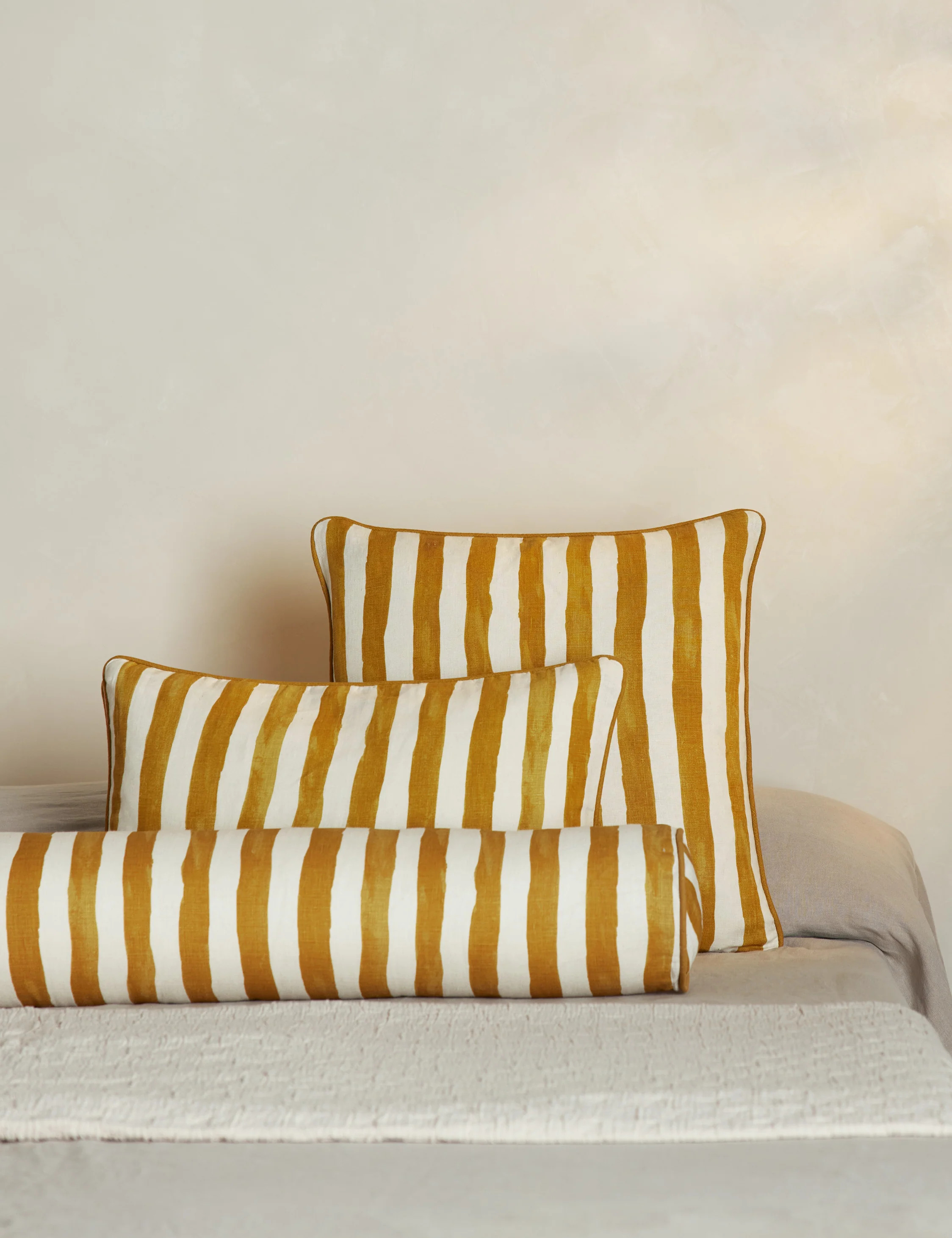 Painterly Stripe Linen Long Bolster Pillow | Lulu and Georgia 