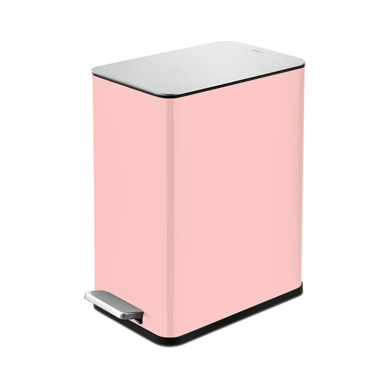 Qualiazero 2.6 gal Stainless Steel Step On Bathroom Trash Can, Pink - Walmart.com | Walmart (US)