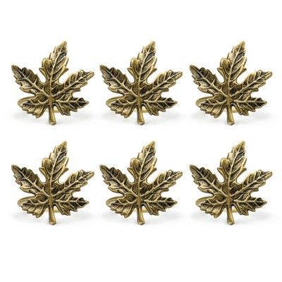 6pk Gold Maple Leaf Napkin Rings Gold - Design Imports | Target