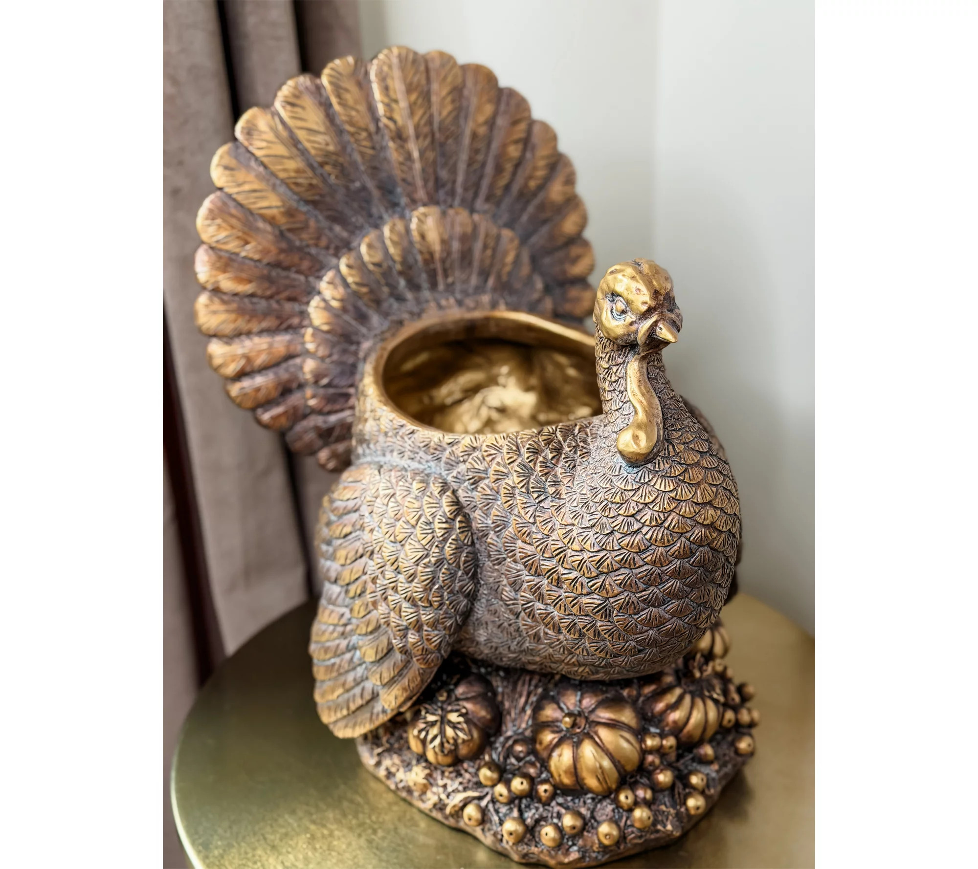 Simply Stunning Golden Gathering Turkey Planter by Janine Graff | QVC