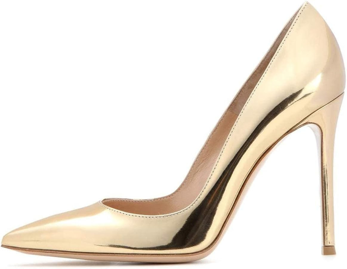 Mettesally Women's High Heels Closed Pointed Toe Pumps Stiletto Heel Party Wedding Basic Shoes | Amazon (US)