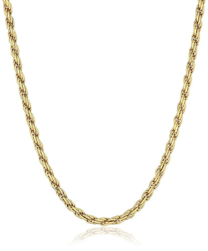 Amazon Essentials Sterling Silver Diamond Cut Rope Chain Necklace (previously Amazon Collection) | Amazon (US)