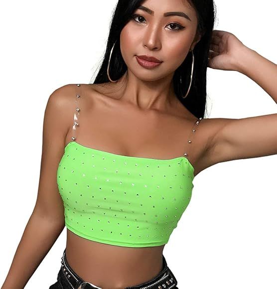 Women Tank Tops Streetwear Crop Top Tees Hot Clubwear | Amazon (US)