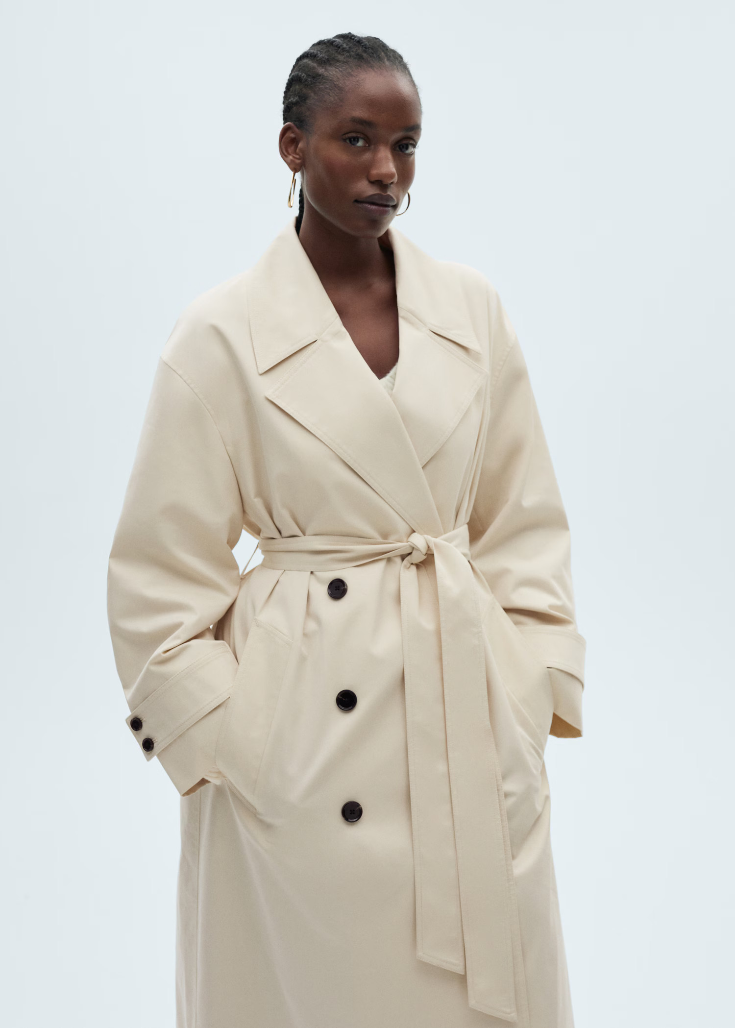 Long oversized double-breasted trench coat - Women | MANGO United Kingdom | MANGO (UK)