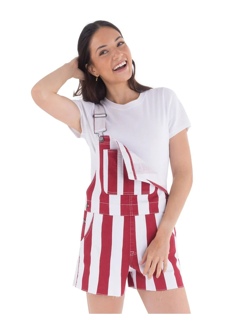 No Boundaries Game Day Raw Hem Shortalls, 3" Inseam, Women's | Walmart (US)