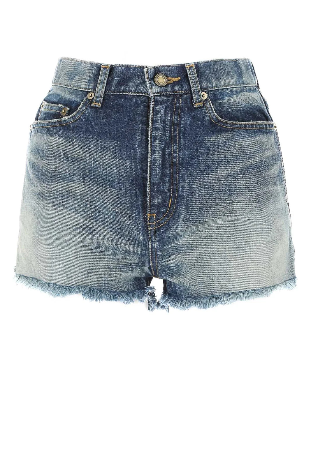 Saint Laurent Raw-Edge Denim Shorts | Cettire Global