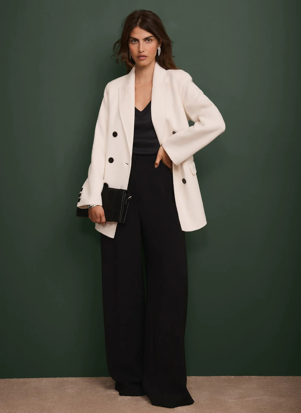 White Hand Finished Double Breasted Coat | Mint Velvet