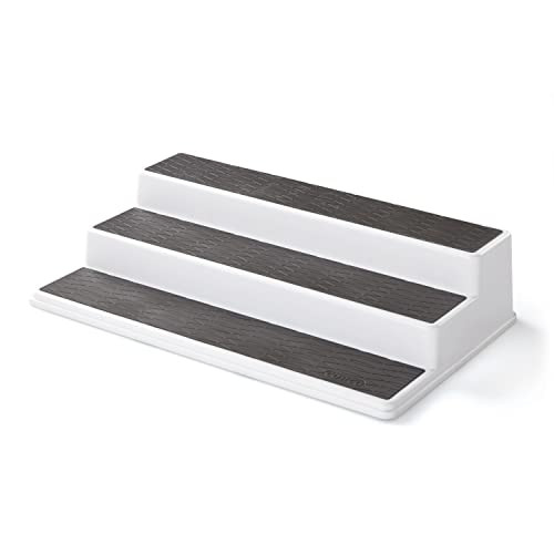 Copco 2555-0188 Non-Skid 3-Tier Spice Pantry Kitchen Cabinet Organizer, 15-Inch, White/Gray | Amazon (US)