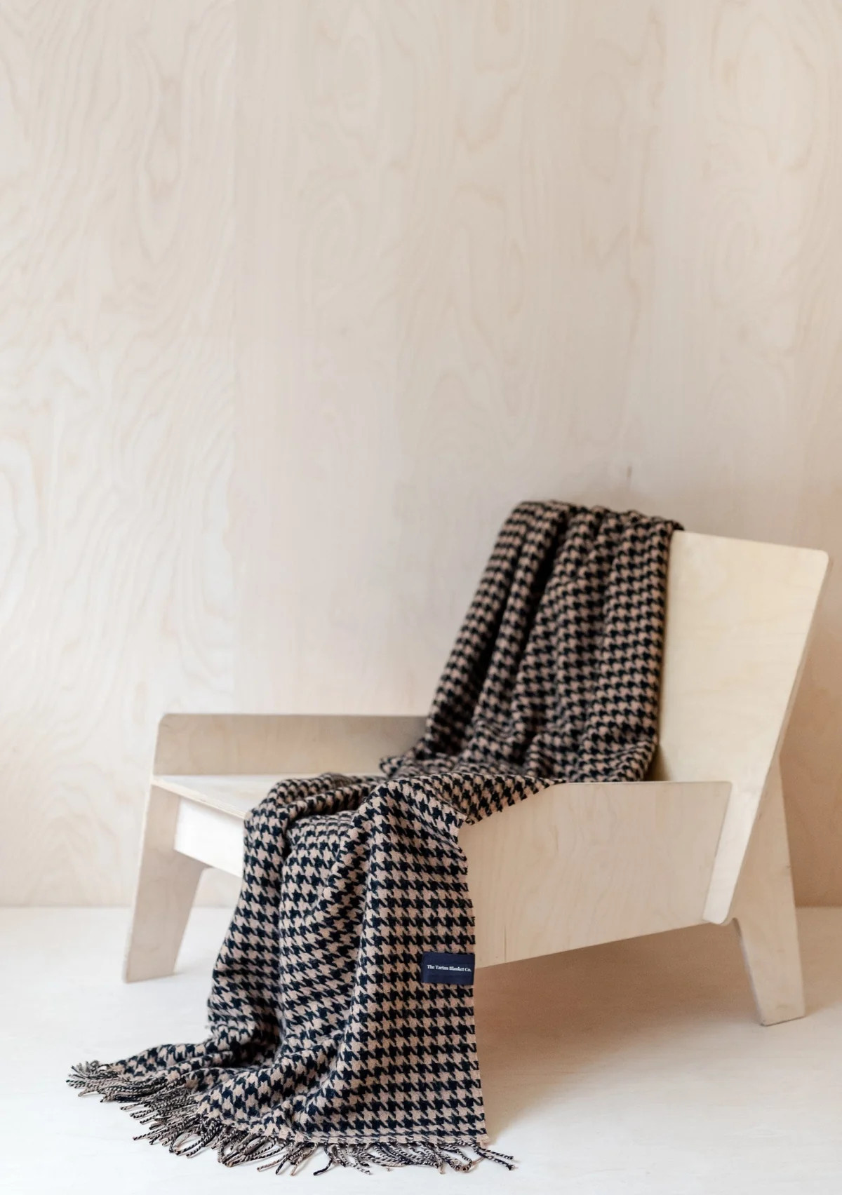 Lambswool Small Blanket in Camel Houndstooth | The Tartan Blanket Co.