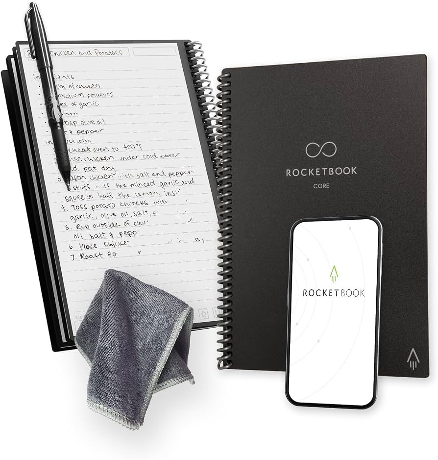 Rocketbook Core Reusable Spiral Notebook, Executive Size 6x8.8, Black - Lined Pages, App-Connecte... | Amazon (US)