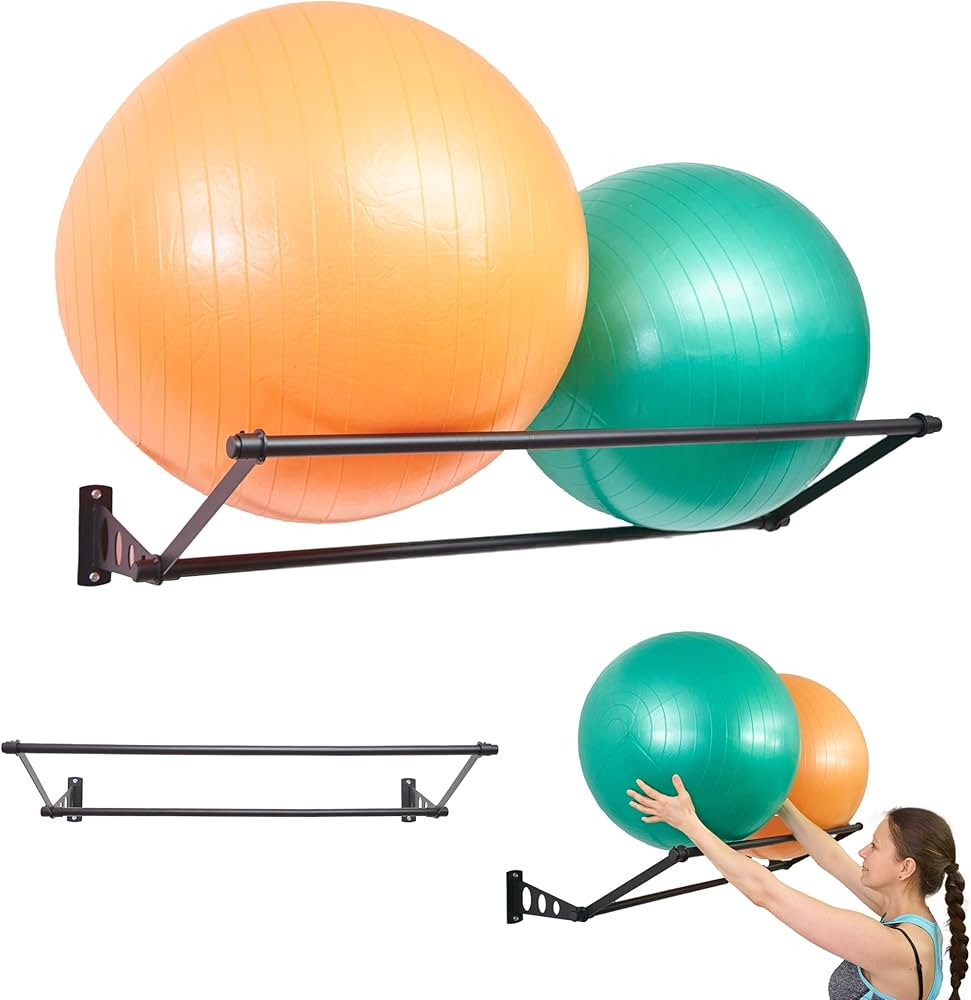 Exercise Ball Holder | Organize Your Space | Wall Mounted Rack | Yoga Stability Ball Holder | Exe... | Amazon (US)