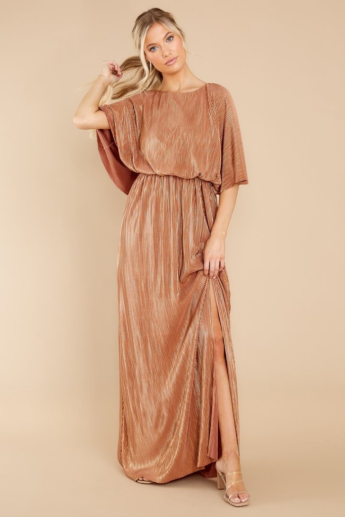 Night Of Elegance Bronze Maxi Dress | Red Dress 
