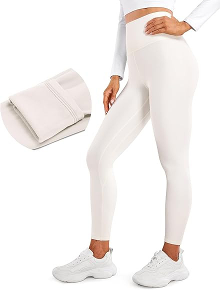 CRZ YOGA Womens Fleece Lined Leggings 25'' - High Waisted Workout Hiking Pants Winter Warm Thick ... | Amazon (US)