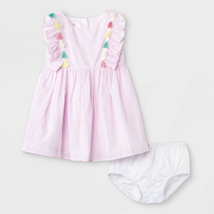 Mia & Mimi Baby Girls' Tassel Dress - Pink | Target