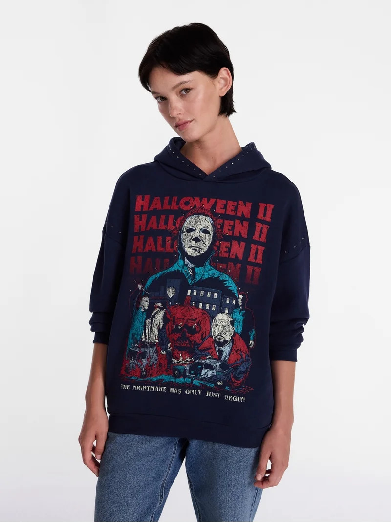 Halloween II Women's Studded Graphic Hoodie with Long Sleeves, Sizes XXS-4X | Walmart (US)