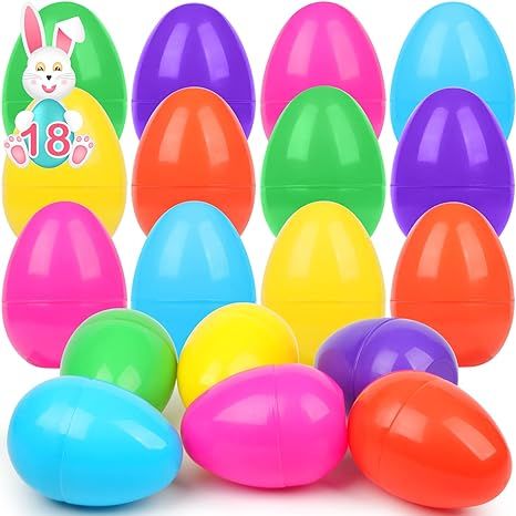 NEWBEA Jumbo Easter Eggs, 18Pcs Large Fillable Easter Egg 6 Inch Assorted Colors, Gaint Easter Eg... | Amazon (US)