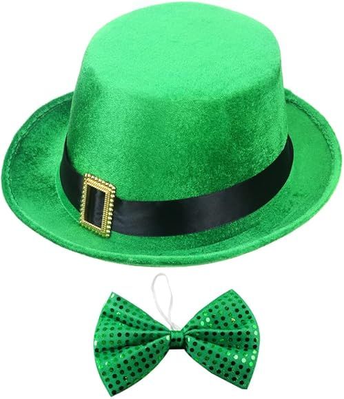Leprechaun Top Hat Green St Patricks Day Hats Men Women Irish Shamrock Party Favor Accessories wi... | Amazon (US)