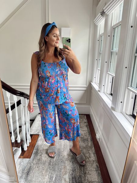 Loving these lightweight and soft Cool Nights pajamas from Soma! Wearing size XL in smocked cropped pants and tank. 

#LTKFind #LTKcurves #LTKhome