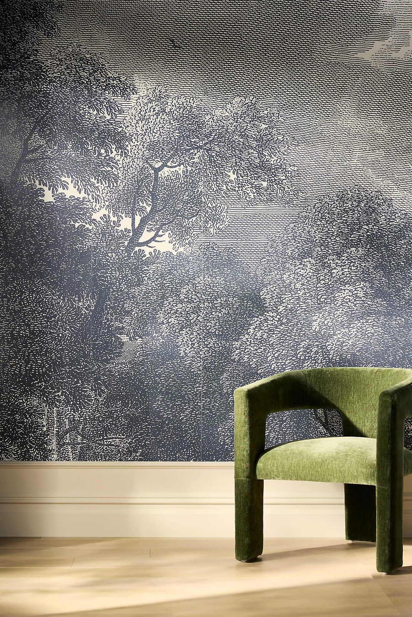 Etched Arcadia Floral Landscape Mural | Anthropologie (US)