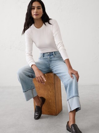 Brushed Ribbed Tee | Banana Republic Factory