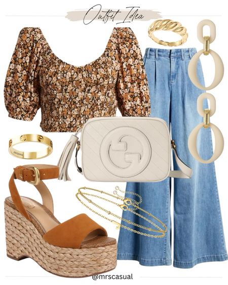 Cutest wide leg pants and summer top. Wedges summer outfit idea 

#LTKFindsUnder100 #LTKSeasonal #LTKItBag