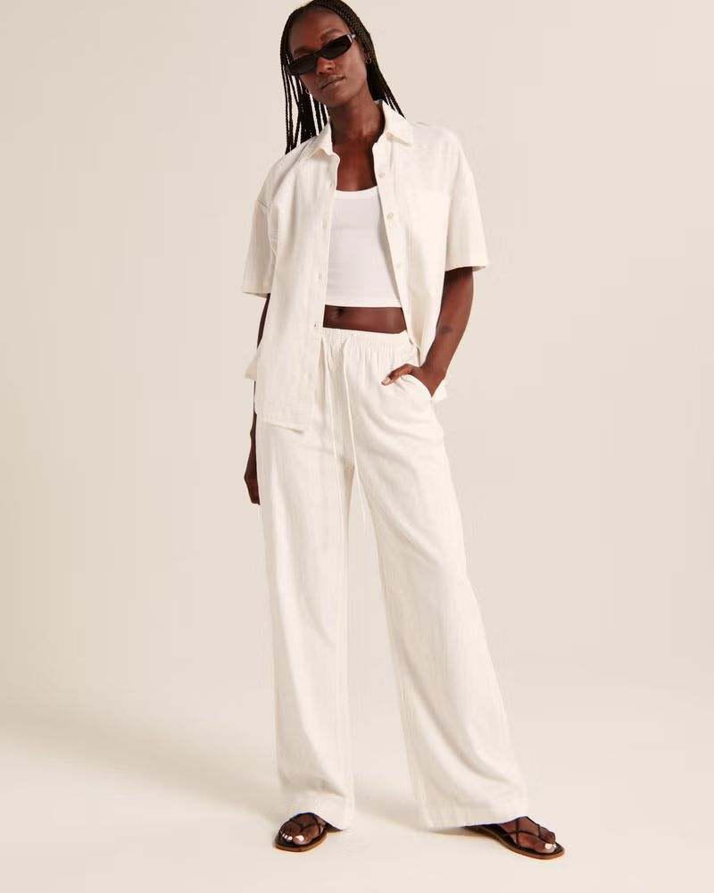 Oversized Short-Sleeve Linen-Blend Shirt | Abercrombie & Fitch (US)