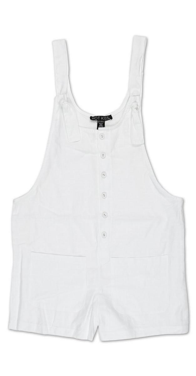 Juniors Sleeveless Double Front Pocket Romper - White-White-2066582934410   | Burkes Outlet | bealls