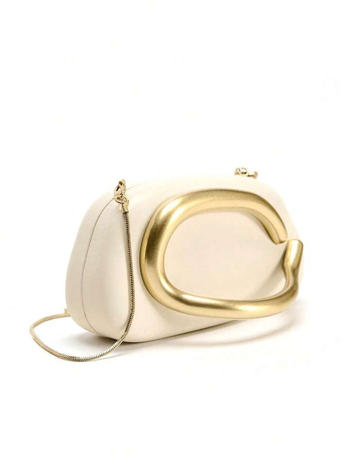 Stylish And Simple Metal Buckle Decorative Clutch Bag, Dinner Bag, European And American Retro Dinner Bag, Metal Chain, Box Bag, Suitable For Parties. | SHEIN