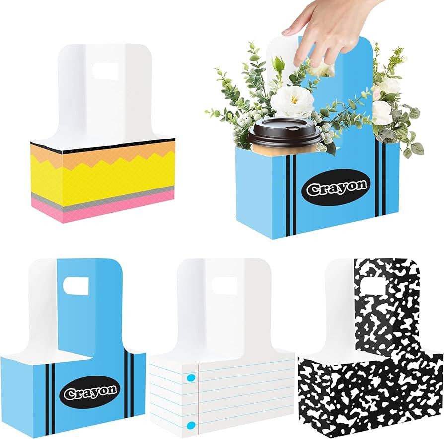 50 Pack Teacher Appreciation Gifts 2 Cup Drink Carrier with Handle Kraft Cup Holder Portable Drin... | Amazon (US)