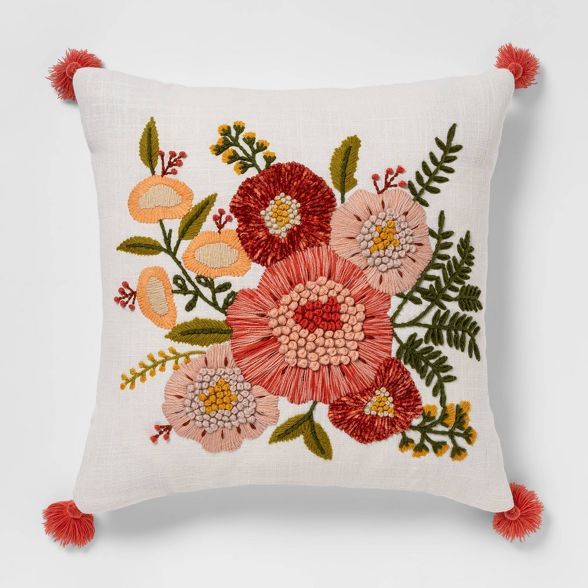 Embroidered Floral Square Throw Pillow - Opalhouse&#8482; | Target