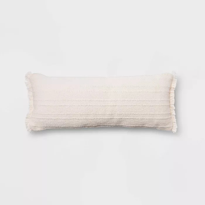 Oversized Cotton Textured Striped Throw Pillow with Fringe - Threshold™ | Target