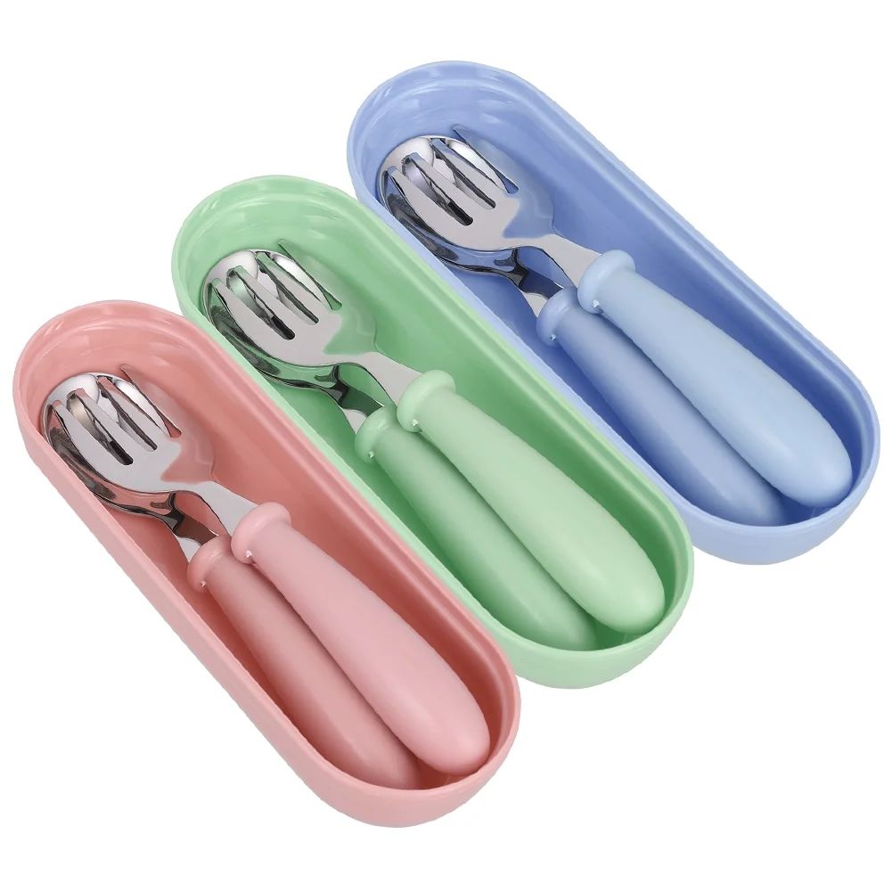 HEQUSIGNS 3Pairs Toddler Spoons and Forks Set, Stainless Steel Kids Utensils with Portable Travel... | Walmart (US)