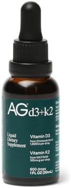 AG1 Vitamin D3 K2 Drops, 1000IU of Vitamin D3 and 100mcg of K2 per Serving, Supports Bone Density... | Amazon (US)