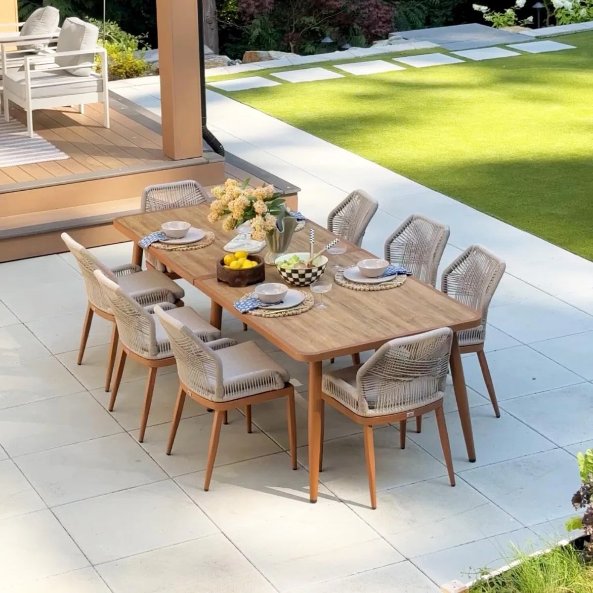 Rectangular 8 - Person Aluminum Dining Set with Cushions | Wayfair North America