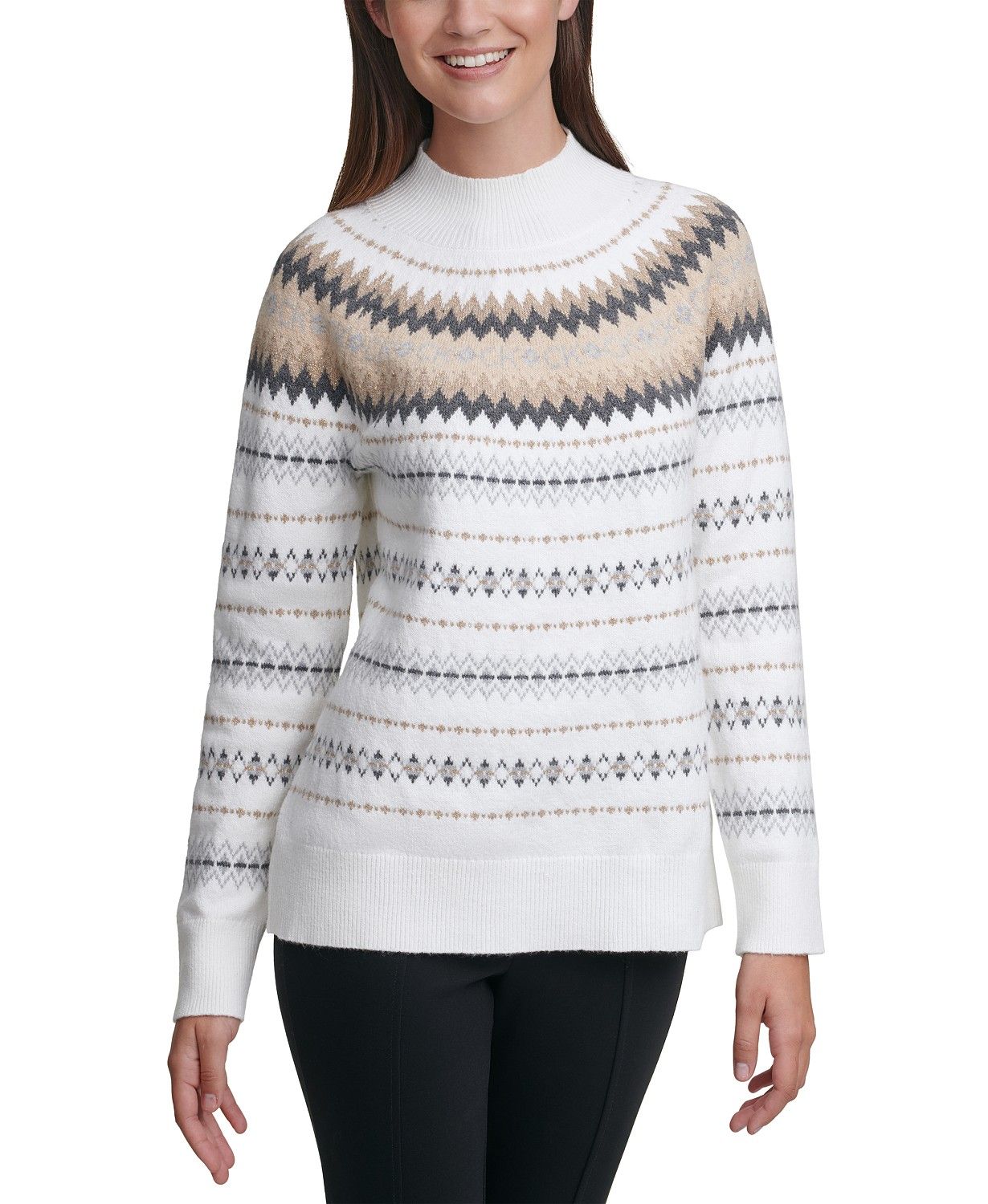 Fair Isle Mock-Neck Sweater | Macys (US)