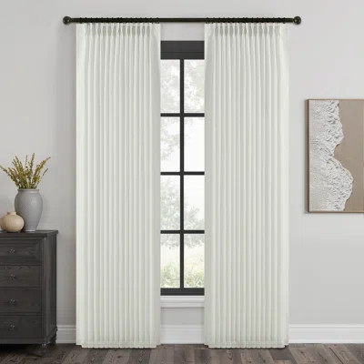 Pinch Pleated Curtains,Semi-Sheer Drapes Back Tab Pinch Pleat Curtain with Hooks+Rings | Wayfair North America
