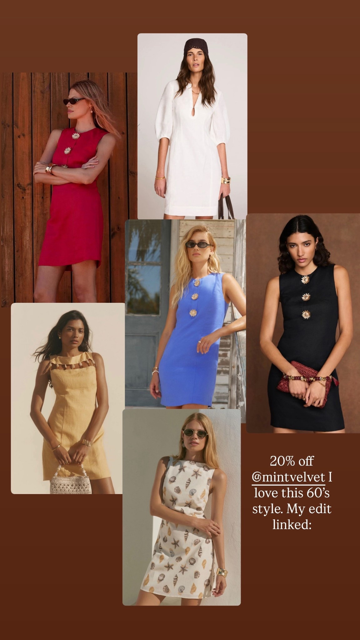 Love the 60’s style. 6 fabulous forever dresses from Mint Velvet 20% off with SPRING20

#LTKuk #LTKsummer #LTKspring