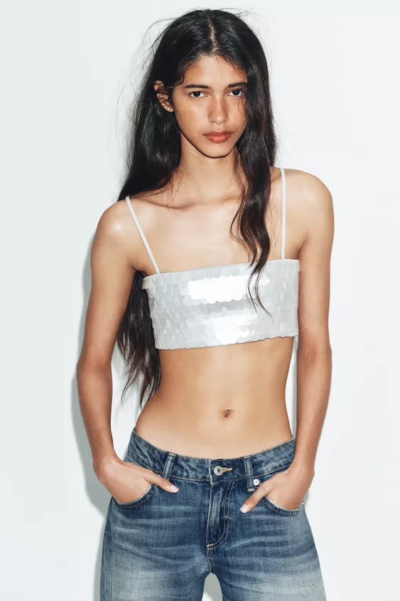 SEQUIN CROP TOP | Zara UK