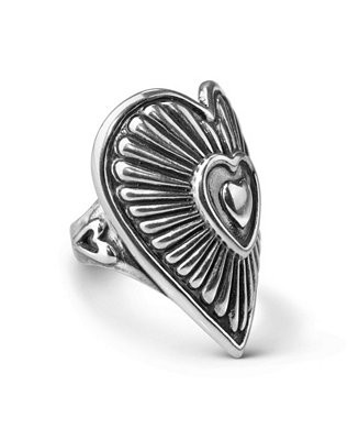 Sterling Silver Women's Statement Ring Heart and Sunburst Design, Sizes 5-10 | Macy's