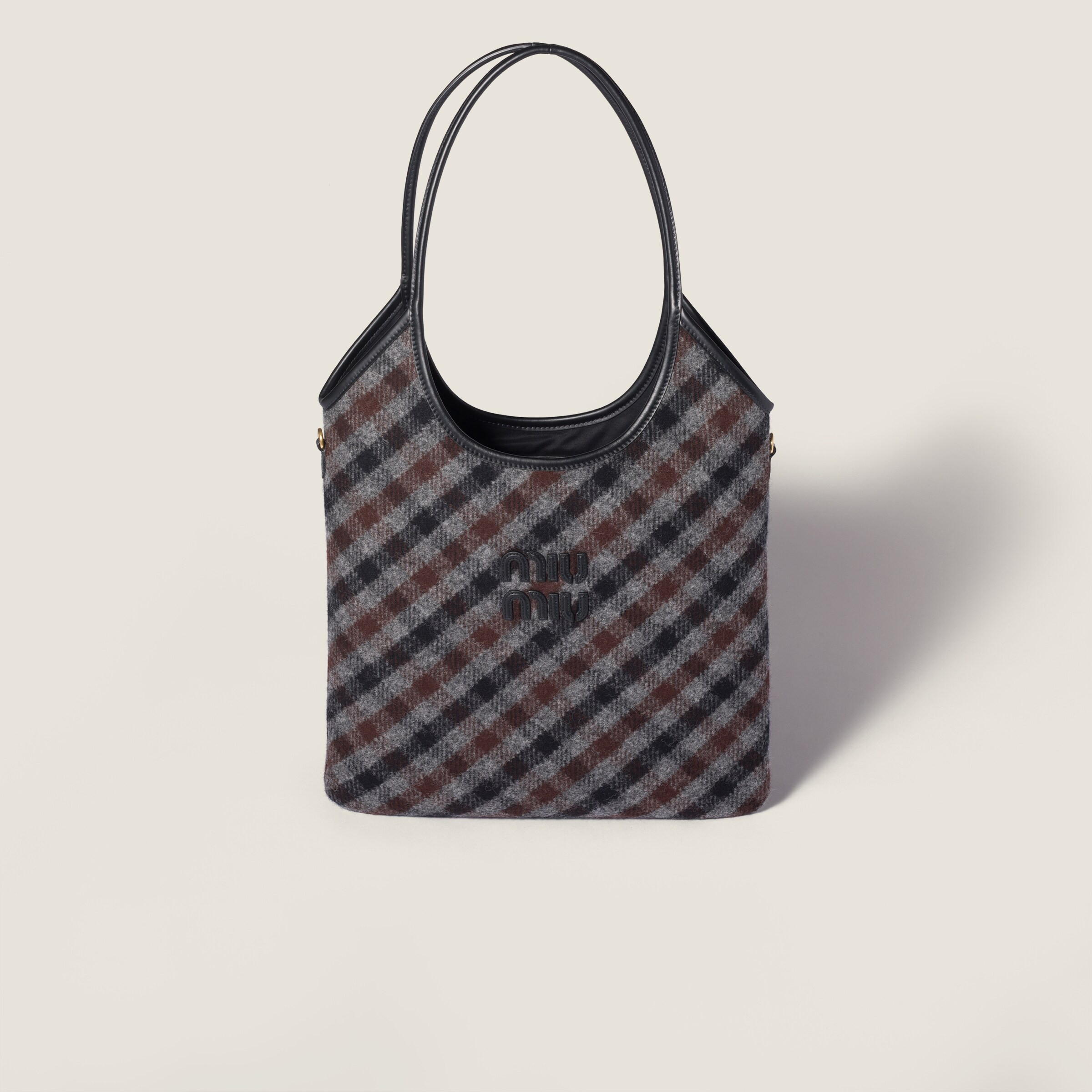 Slate Gray/cocoa Brown Ivy Plaid Bag | Miu Miu | Miu Miu US