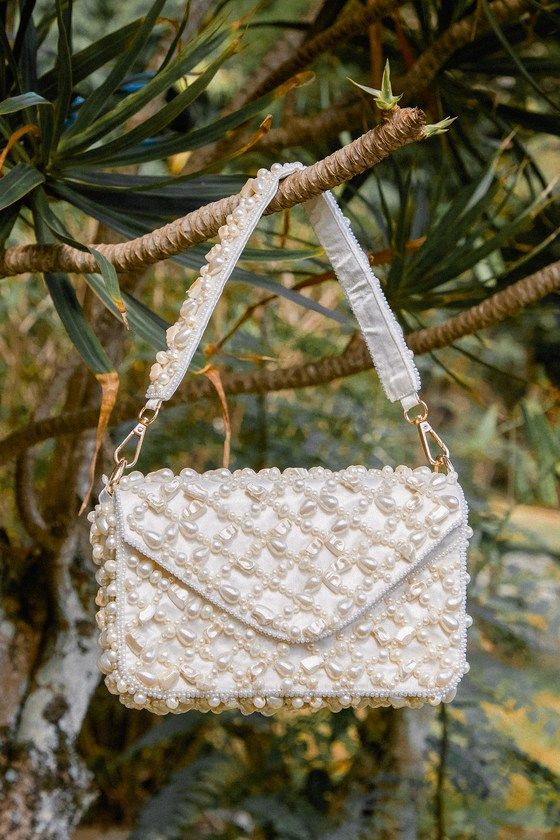 Luminous Charm Ivory Pearl Beaded Handbag | Lulus