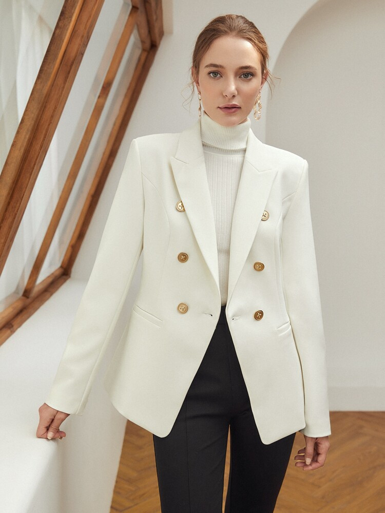MOTF PREMIUM VISCOSE DOUBLE BREASTED BLAZER | SHEIN