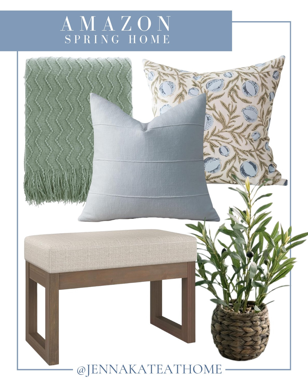 Amazon spring home includes ottoman, faux plant, throw pillows, and blanket.

Amazon home, home decor, looks for less, home accentss

#LTKHome #LTKSeasonal #LTKSaleAlert