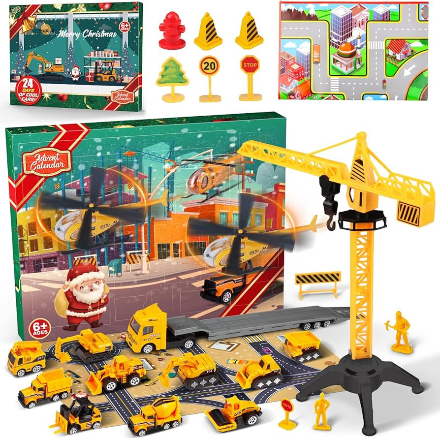 Christmas Advent Calendar 2024, Christmas Countdown Calendar for Kids, 24PCS Cartoon Engineering ... | Amazon (US)