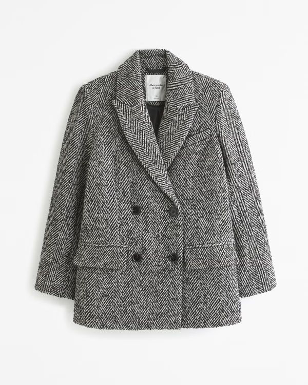 Wool-Blend Double-Breasted Mid Coat | Abercrombie & Fitch (UK)