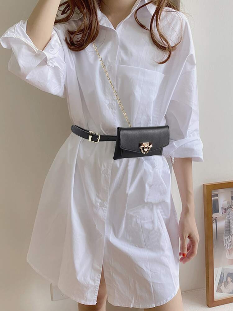 Mini Minimalist Flap Belt Bag | SHEIN