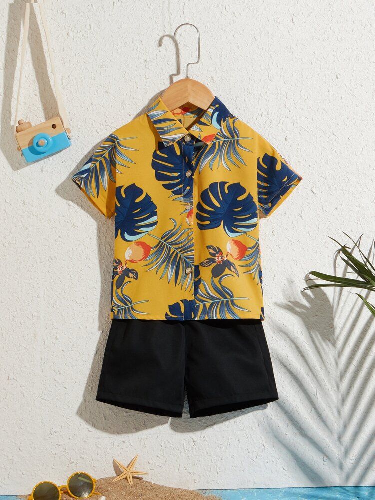 Toddler Boys Tropical Print Shirt With Shorts | SHEIN