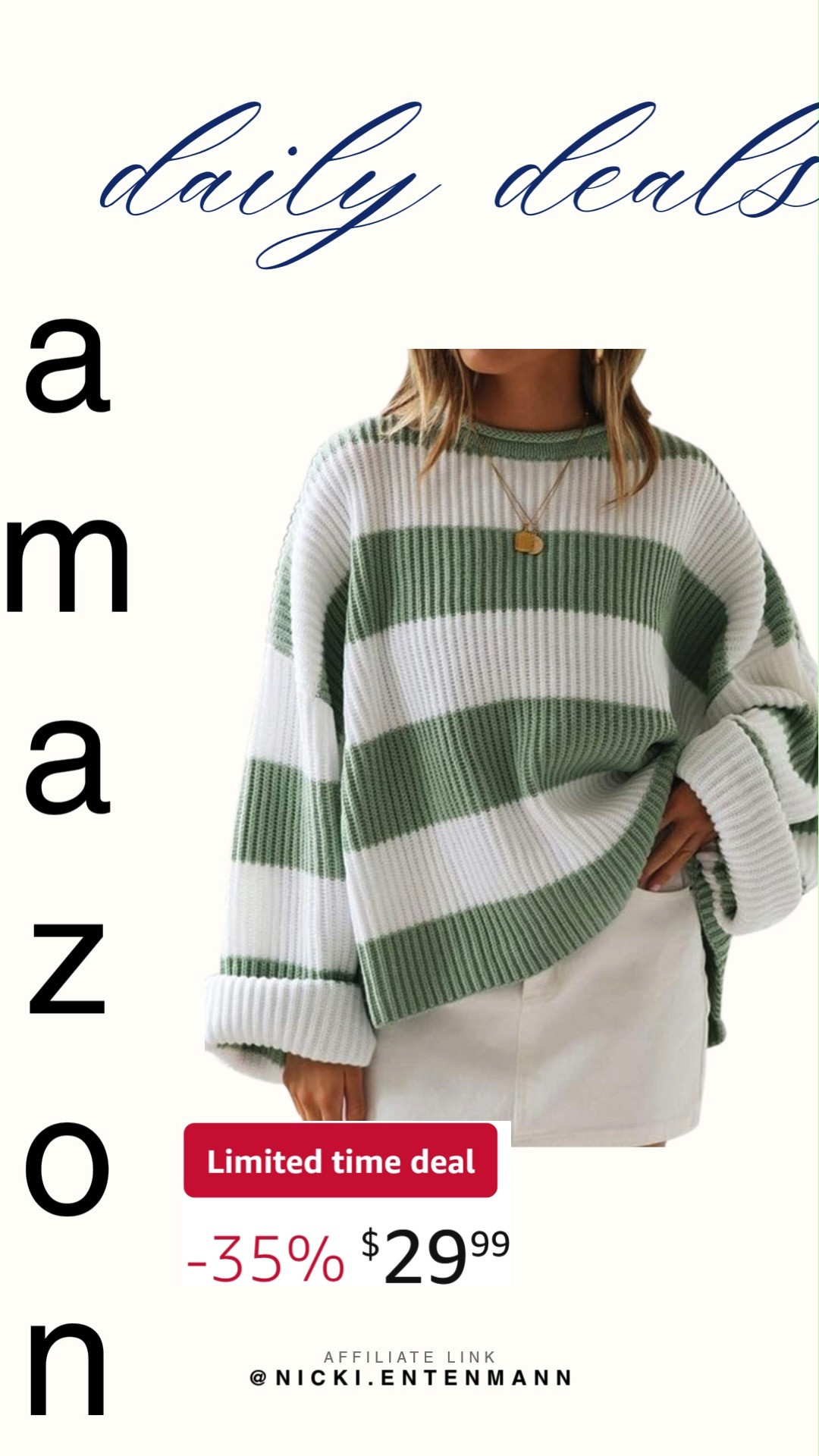 Cozy up in style with Womens Long Sleeve Oversized Striped Knitted Sweaters. Relaxed fit and timeless stripes make this versatile knit perfect for layering or wearing solo, keeping everyday fashion effortlessly chic. #stripedsweater #knitwear #longsleeve #oversizedstyle #casualoutfit #everydayfashion #outfitinspiration #capsulewardrobe #shoppinghaul #modernliving 🧶👗✨ 

 #LTKdayinmylife #LTKootd #LTKSaleAlert