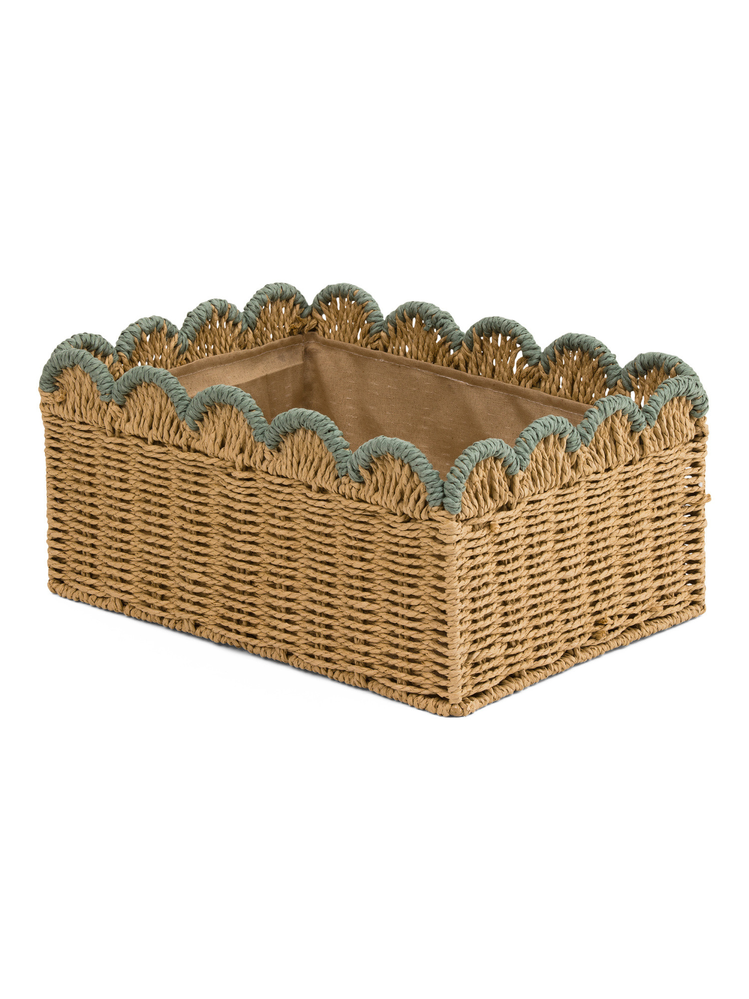 15x7 Large Scalloped Trim Natural Basket | TJ Maxx