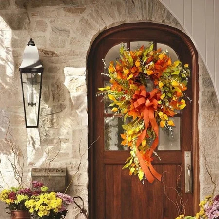 23 Inch Artificial Autumn Fall Wreath Fall Door Wreaths Autumn Wreath Fall Wreaths Farmhouse Wreaths Thanksgiving Decor for Front Door | Walmart (US)